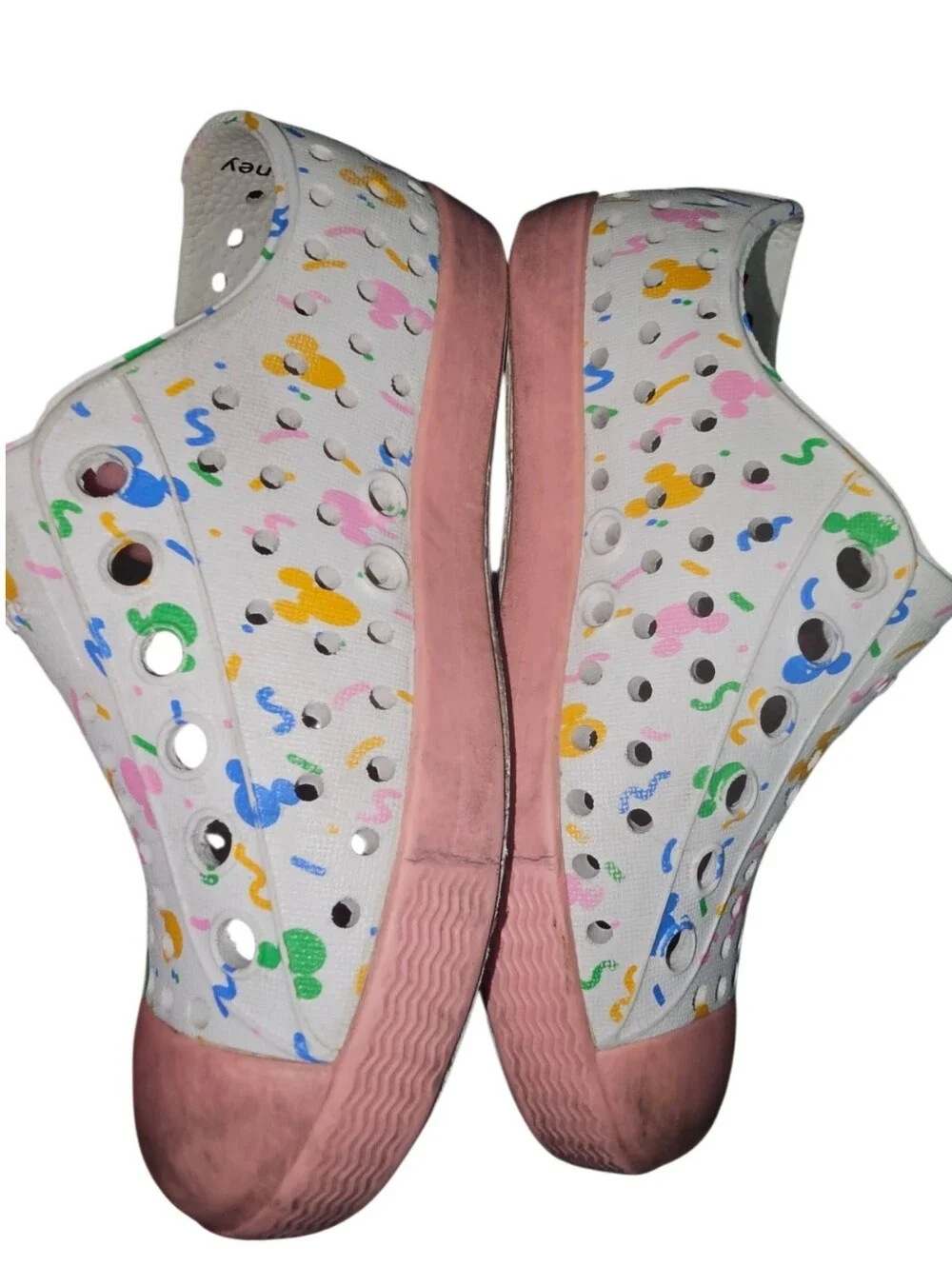 Native Kids White Slip-On Shoes with Pink Toe Cap